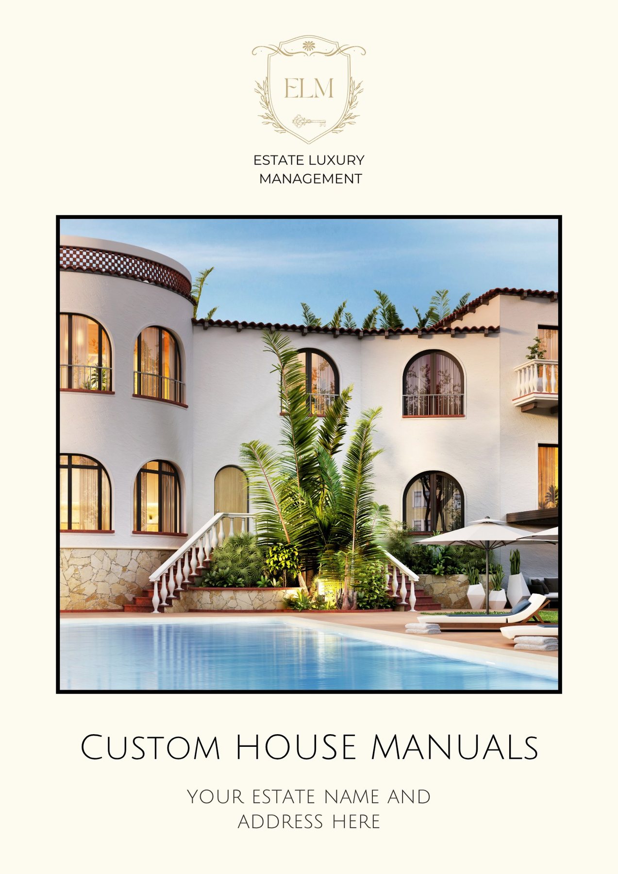 Custom house manual cover with the Estate Luxury Management crest